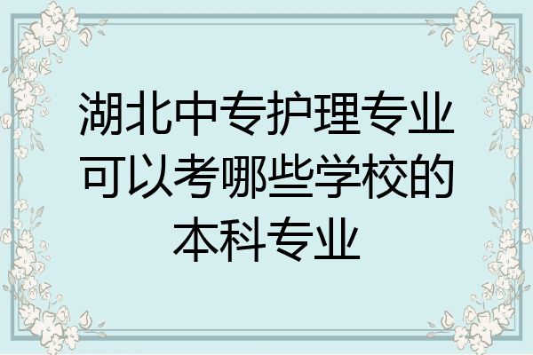 湖北中专护理专业可以考哪些学校的本科专业