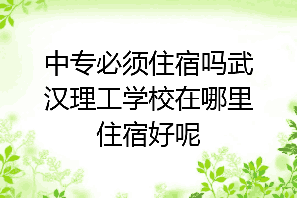 中专必须住宿吗武汉理工学校在哪里住宿好呢