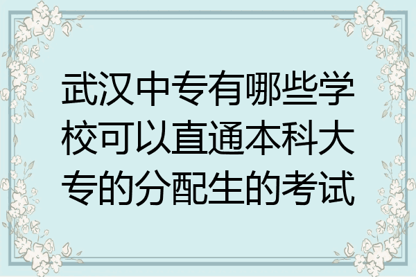 武汉中专有哪些学校可以直通本科大专的分配生的考试