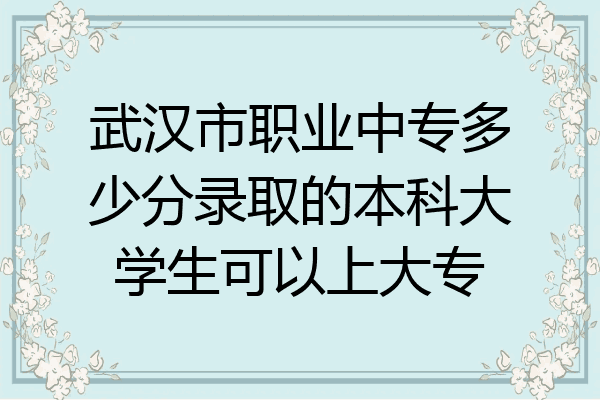 武汉市职业中专多少分录取的本科大学生可以上大专