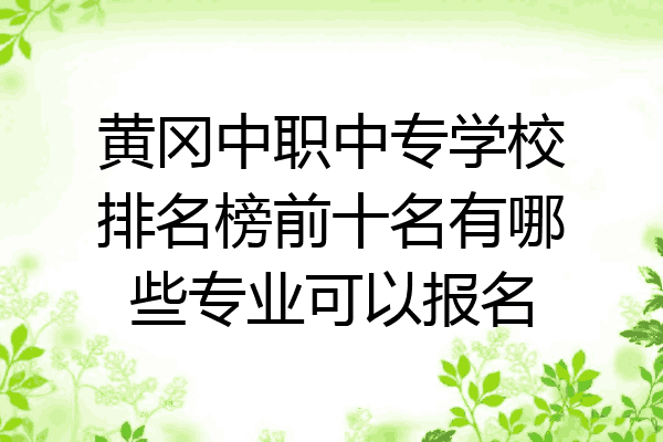 黄冈中职中专学校排名榜前十名有哪些专业可以报名