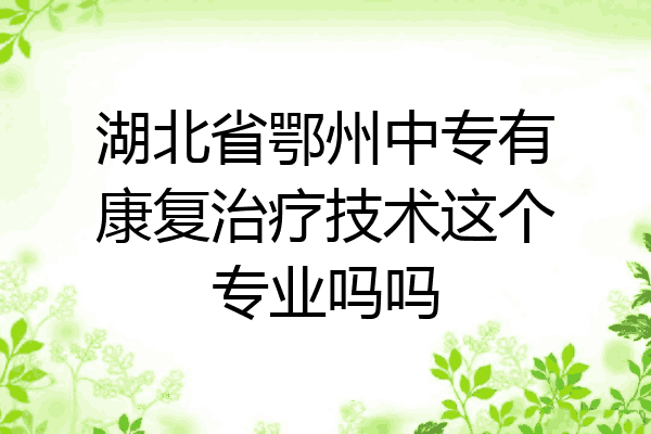 湖北省鄂州中专有康复治疗技术这个专业吗吗
