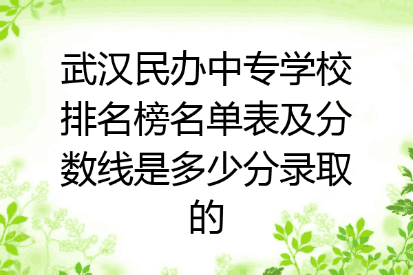 武汉民办中专学校排名榜名单表及分数线是多少分录取的