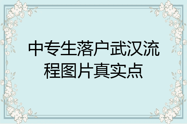 中专生落户武汉流程图片真实点