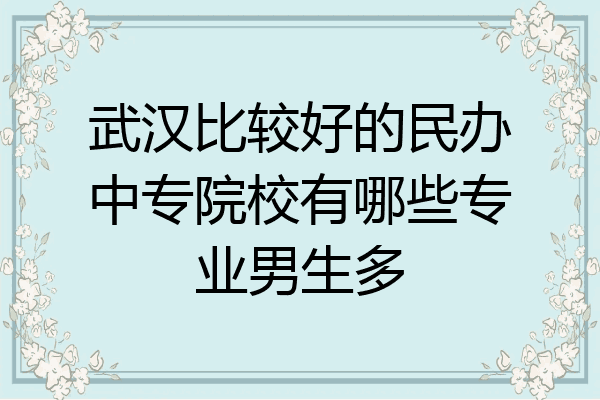 武汉比较好的民办中专院校有哪些专业男生多