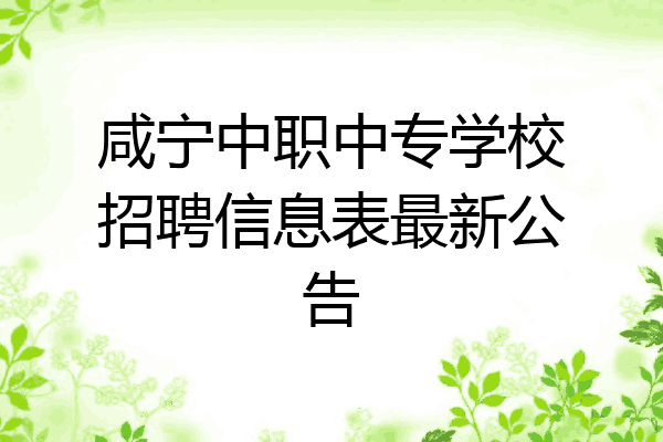 咸宁中职中专学校招聘信息表最新公告