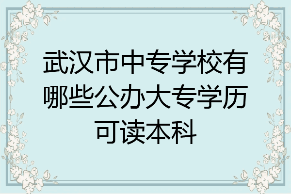 武汉市中专学校有哪些公办大专学历可读本科