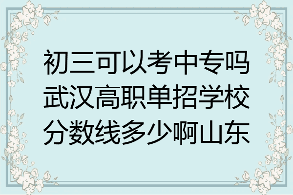 初三可以考中专吗武汉高职单招学校分数线多少啊山东