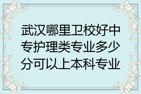 武汉哪里卫校好中专护理类专业多少分可以上本科专业