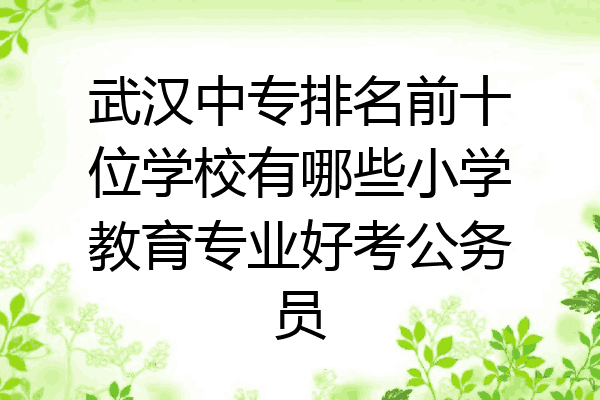 武汉中专排名前十位学校有哪些小学教育专业好考公务员