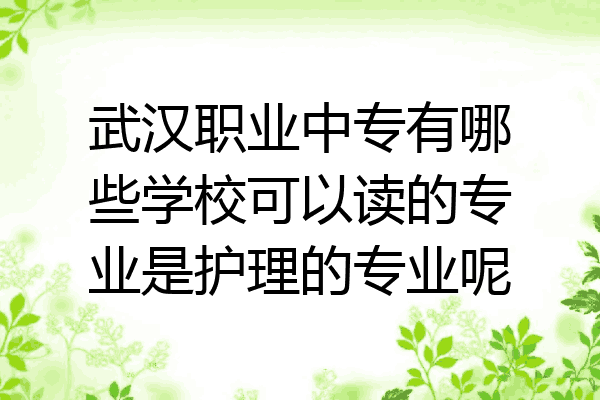 武汉职业中专有哪些学校可以读的专业是护理的专业呢