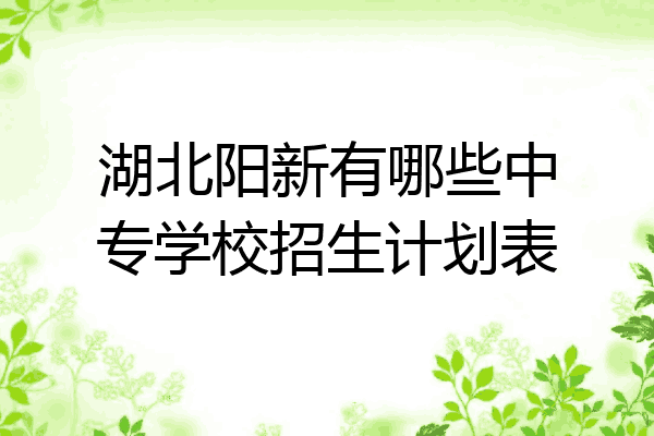 湖北阳新有哪些中专学校招生计划表