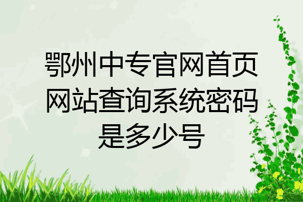 鄂州中专官网首页网站查询系统密码是多少号