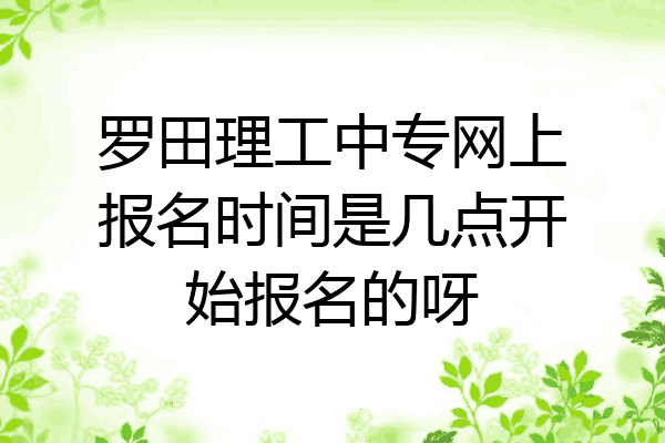 罗田理工中专网上报名时间是几点开始报名的呀