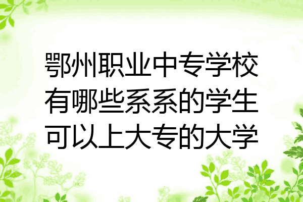 鄂州职业中专学校有哪些系系的学生可以上大专的大学