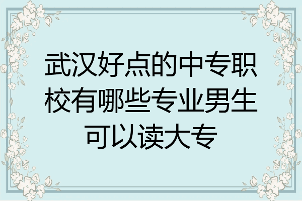 武汉好点的中专职校有哪些专业男生可以读大专