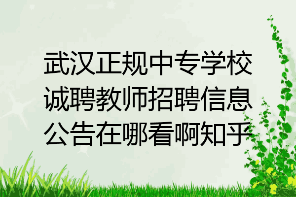 武汉正规中专学校诚聘教师招聘信息公告在哪看啊知乎