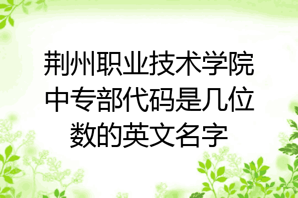 荆州职业技术学院中专部代码是几位数的英文名字