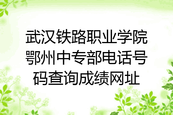 武汉铁路职业学院鄂州中专部电话号码查询成绩网址