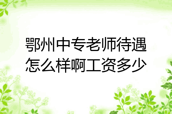 鄂州中专老师待遇怎么样啊工资多少