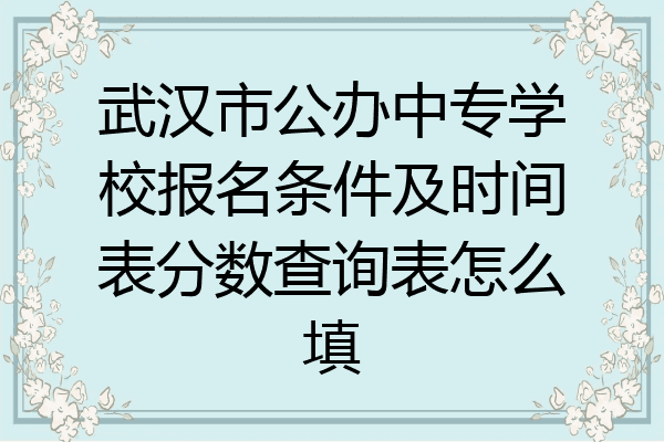 武汉市公办中专学校报名条件及时间表分数查询表怎么填