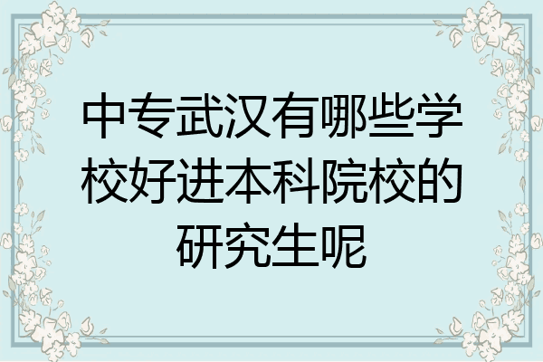 中专武汉有哪些学校好进本科院校的研究生呢
