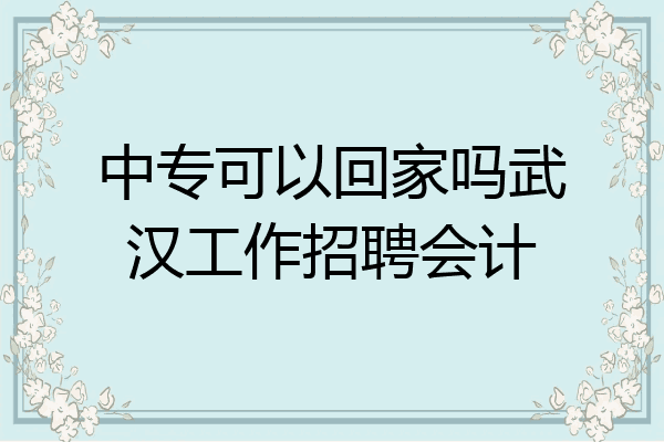 中专可以回家吗武汉工作招聘会计