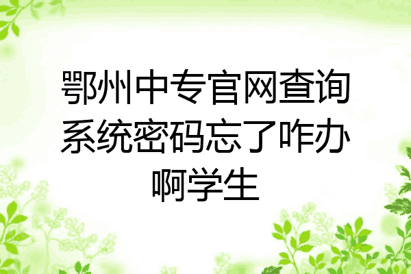 鄂州中专官网查询系统密码忘了咋办啊学生