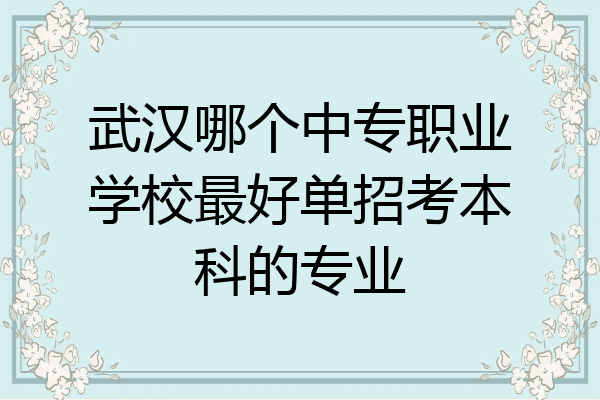 武汉哪个中专职业学校最好单招考本科的专业