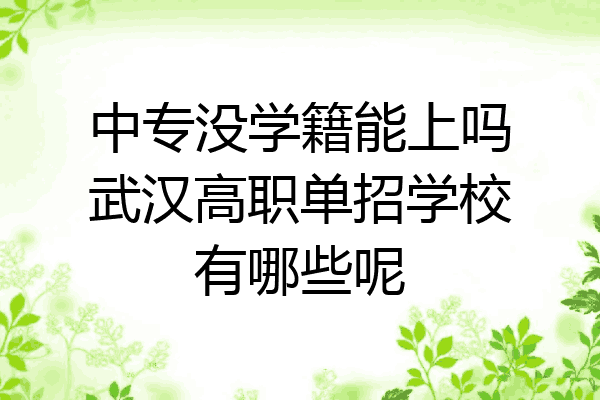 中专没学籍能上吗武汉高职单招学校有哪些呢