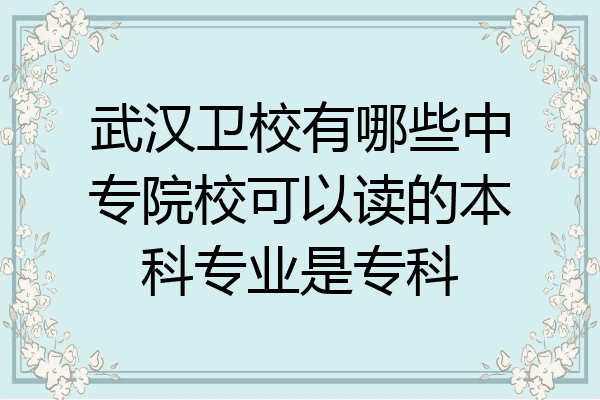 武汉卫校有哪些中专院校可以读的本科专业是专科