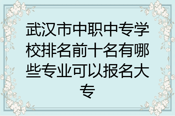 武汉市中职中专学校排名前十名有哪些专业可以报名大专