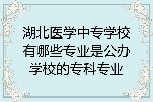 湖北医学中专学校有哪些专业是公办学校的专科专业