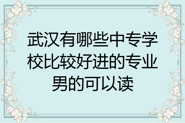 武汉有哪些中专学校比较好进的专业男的可以读