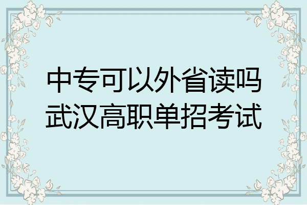 中专可以外省读吗武汉高职单招考试