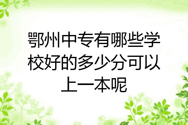 鄂州中专有哪些学校好的多少分可以上一本呢