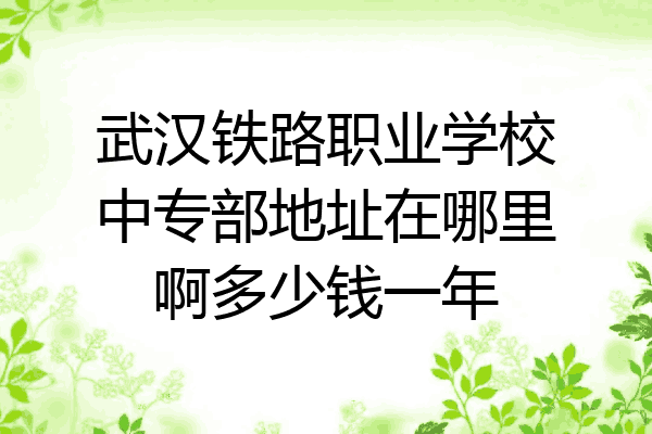 武汉铁路职业学校中专部地址在哪里啊多少钱一年