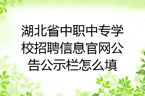 湖北省中职中专学校招聘信息官网公告公示栏怎么填