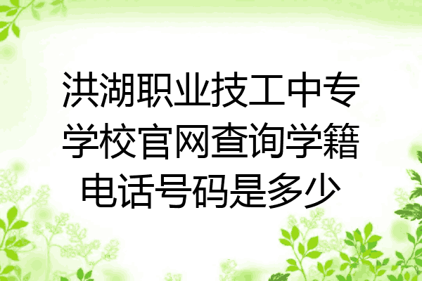 洪湖职业技工中专学校官网查询学籍电话号码是多少