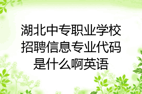 湖北中专职业学校招聘信息专业代码是什么啊英语