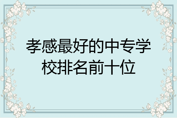 孝感最好的中专学校排名前十位