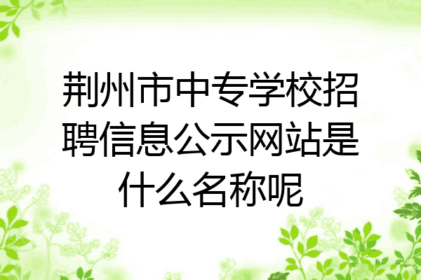 荆州市中专学校招聘信息公示网站是什么名称呢