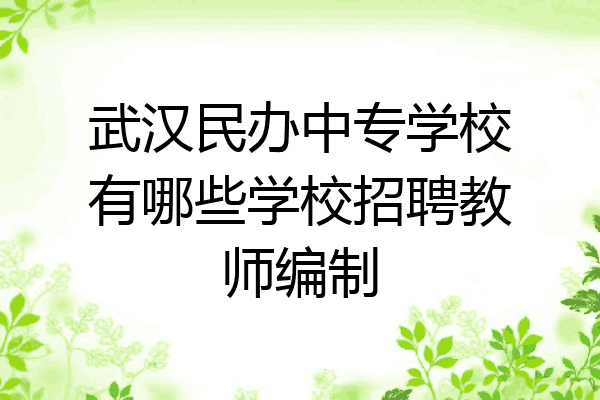 武汉民办中专学校有哪些学校招聘教师编制