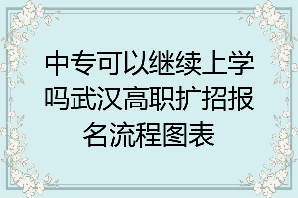 中专可以继续上学吗武汉高职扩招报名流程图表
