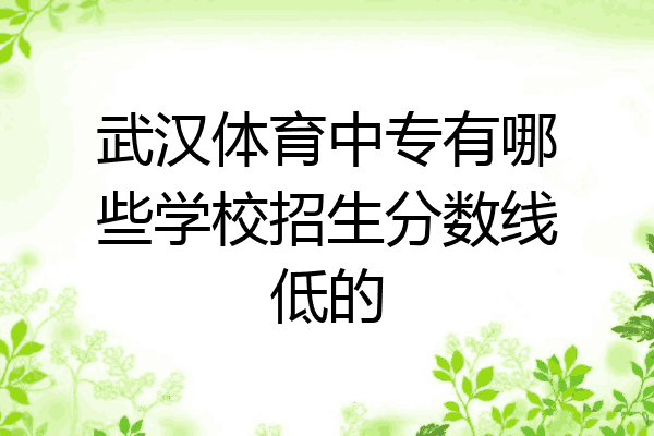 武汉体育中专有哪些学校招生分数线低的
