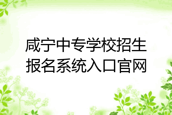 咸宁中专学校招生报名系统入口官网