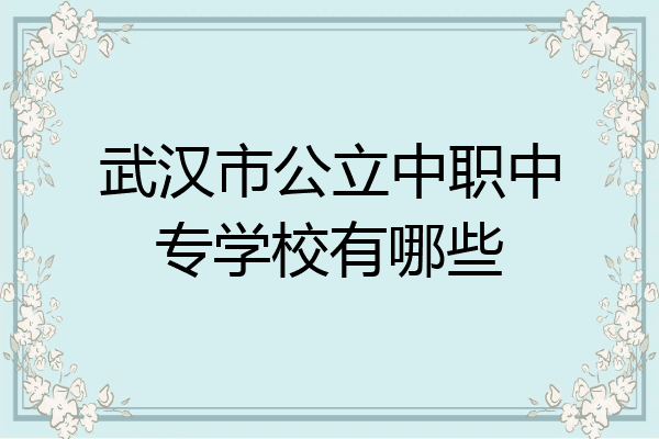 武汉市公立中职中专学校有哪些