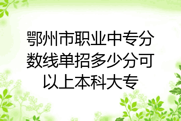 鄂州市职业中专分数线单招多少分可以上本科大专