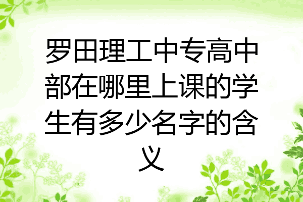 罗田理工中专高中部在哪里上课的学生有多少名字的含义