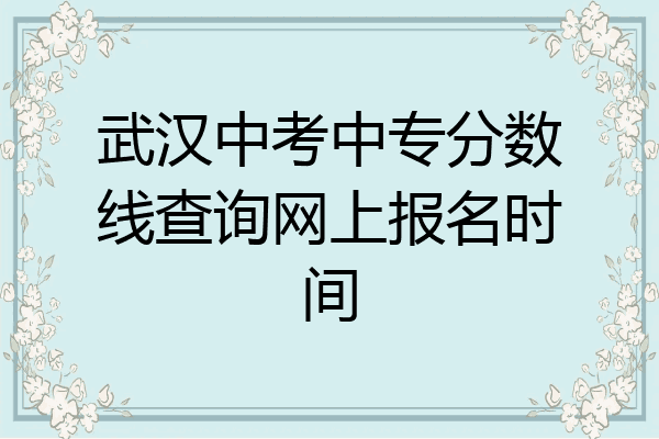 武汉中考中专分数线查询网上报名时间